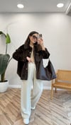 KAHVE 6244 LEOPAR DESEN CEKET 