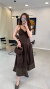 KAHVE 6428 İP ASKILI ELBİSE 