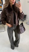 KAHVE 6485 KÜRK YAKA BOMBER CEKET