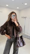 KAHVE 6485 KÜRK YAKA BOMBER CEKET
