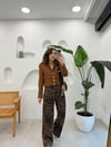 KAHVE 6513 LEOPAR DESEN PANTOLON