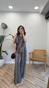 KAHVE 6528 ÇİZGİLİ KETEN TAKIM