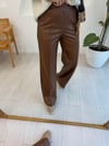 KAHVE 6640 DERİ PANTOLON