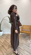 KAHVE 6717 KUŞAKLI GÖMLEK ELBİSE