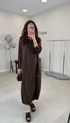 KAHVE 6727 ETEK UCU LASTİKLİ ELBİSE 