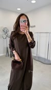KAHVE 6727 ETEK UCU LASTİKLİ ELBİSE 
