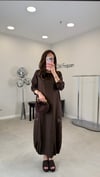 KAHVE 6727 ETEK UCU LASTİKLİ ELBİSE 