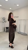 KAHVE 6727 ETEK UCU LASTİKLİ ELBİSE 