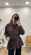 KAHVE 6813 BONCUK İŞLEME CEKET 
