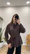 KAHVE 6813 BONCUK İŞLEME CEKET 