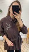 KAHVE 6813 BONCUK İŞLEME CEKET 