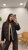 KAHVE 6850 DERİ GARNİLİ CEKET