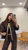 KAHVE 6850 DERİ GARNİLİ CEKET