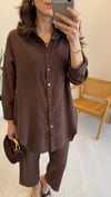 KAHVE 6906 KETEN PANTOLON TAKIM 