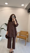 KAHVE 6906 KETEN PANTOLON TAKIM 