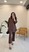 KAHVE 6906 KETEN PANTOLON TAKIM 