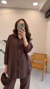 KAHVE 6906 KETEN PANTOLON TAKIM 