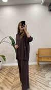 KAHVE 6906 ÖNÜ ŞERİT DETAYLI TAKIM 