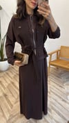KAHVE 6942 TAŞ DETAY ELBİSE TAKIM