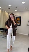 KAHVE 6944 KETEN GÖRÜNÜMLÜ GÖMLEK