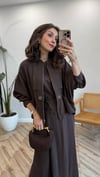 KAHVE 6944 TAŞ DETAY ELBİSE TAKIM