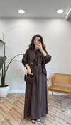 KAHVE 6944 TAŞ DETAY ELBİSE TAKIM