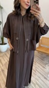 KAHVE 6944 TAŞ DETAY ELBİSE TAKIM