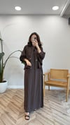 KAHVE 6944 TAŞ DETAY ELBİSE TAKIM