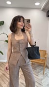 KAHVE 7155 YELEK PANTOLON TAKIM