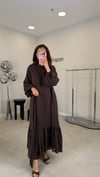 KAHVE 7285 KUŞAKLI ELBİSE 