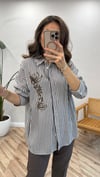 KAHVE 7493 ÇİZGİLİ GÖMLEK
