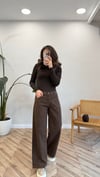 KAHVE 7607 LEOPAR DESEN PANTOLON 