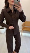 KAHVE 8084 DİKİŞ DETAY GÖMLEK