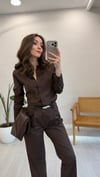 KAHVE 8084 DİKİŞ DETAY GÖMLEK
