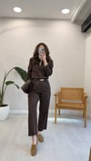 KAHVE 8085 KEMERLİ PANTOLON 