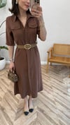 KAHVE 8124 TENSEL ELBİSE 