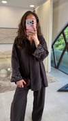 KAHVE 8661 KOL İŞLEMELİ TAKIM 