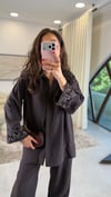 KAHVE 8661 KOL İŞLEMELİ TAKIM 