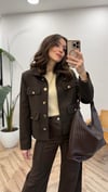 KAHVE 8748 GOLD DÜĞME CEKET 