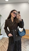 KAHVE 8988 LEOPAR DETAY CEKET 
