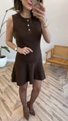 KAHVE 90244 VOLANLI TRİKO ELBİSE 