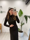 KAHVE 91339 UZUN KOLLU MİDİ ELBİSE 