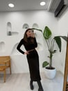 KAHVE 91339 UZUN KOLLU MİDİ ELBİSE 
