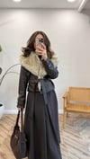 KAHVE 9273 DERİ KÜRK DETAY CEKET