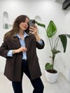 KAHVE 9459 ÇİZGİLİ CEKET 