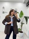 KAHVE 9459 ÇİZGİLİ CEKET 