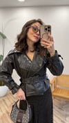 KAHVE 9632 KROKA DESEN DERİ CEKET  