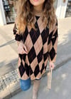 KAHVE BAKLAVA DESEN TRİKO KAZAK