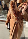 KAHVE KAPÜŞONLU KÜRKLÜ KAŞE