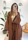 KAHVE KİMONO PANTOLON TAKIM